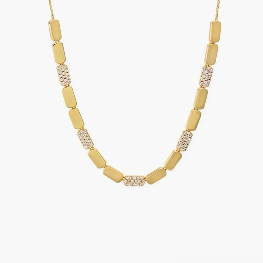 Designer Pave Accented Multi Bar Half Tennis Chain Necklace sold out Nordstrom - Picture 3 of 3